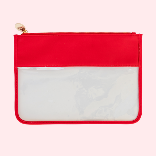 Scarlet Red Clear Makeup Pouch / Clear Cosmetic Case / Clear Travel Case