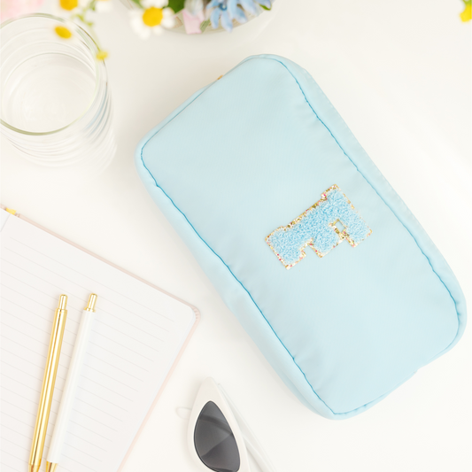 Ice Blue Nylon Makeup case / Cosmetics bag / Travel case