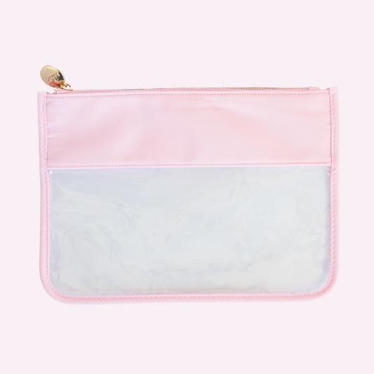 Ice Pink - Clear Makeup Pouch / Clear Cosmetic Case / Clear Travel Case