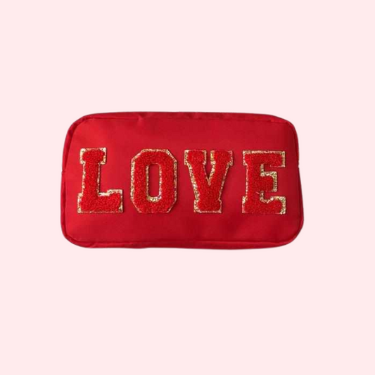 Scarlet Red Nylon Makeup case / Cosmetics bag / Travel case