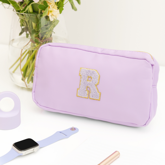 Lilac Nylon Makeup case / Cosmetics bag / Travel case