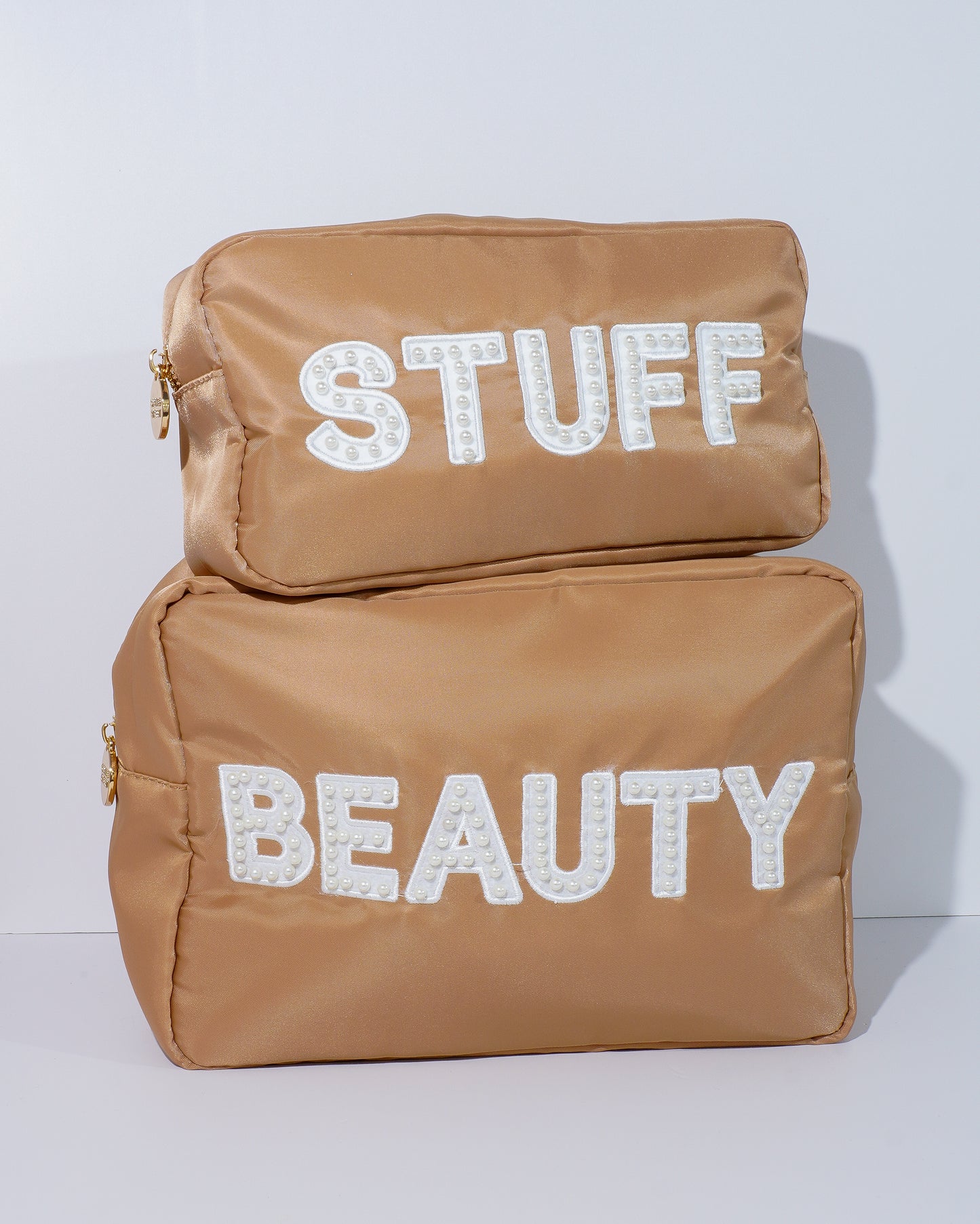 Large Caramel Stuff Makeup Bag, Cosmetics Bag and Travel Bag