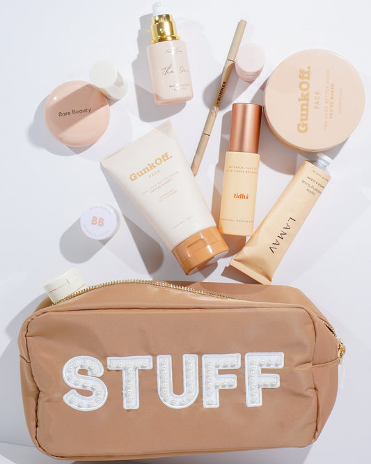 Large Caramel Stuff Makeup Bag, Cosmetics Bag and Travel Bag
