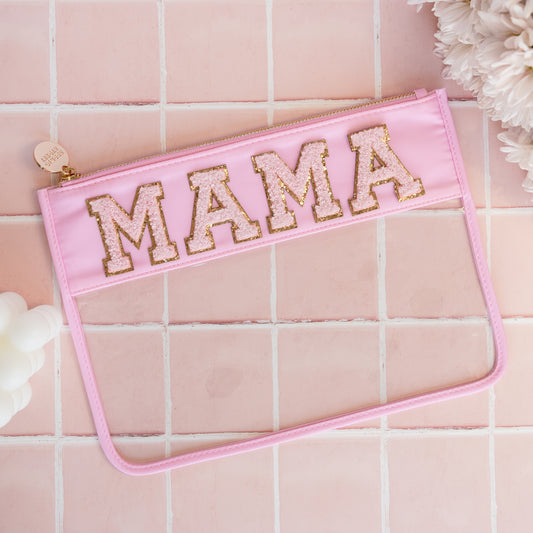 Large Pink Mama Clear Pouch