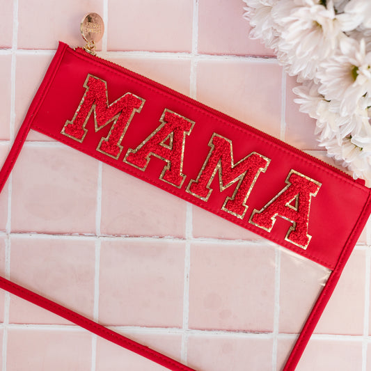 Large Red Mama Clear Pouch