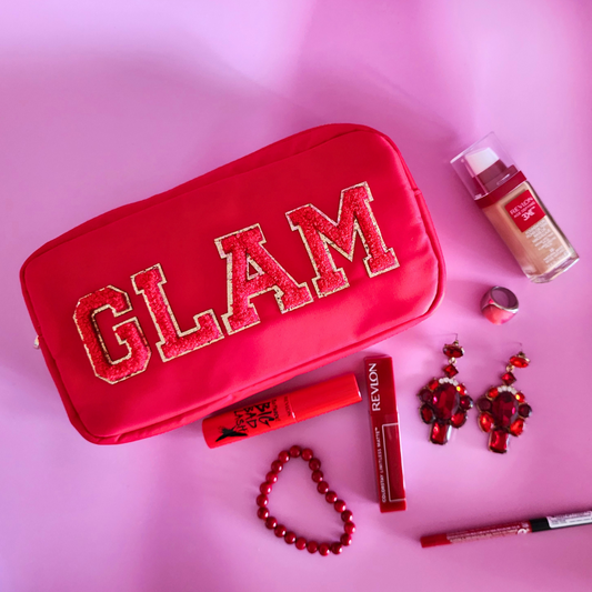 Medium Red Glam Makeup Bag, Travel bag and Cosmetics bag