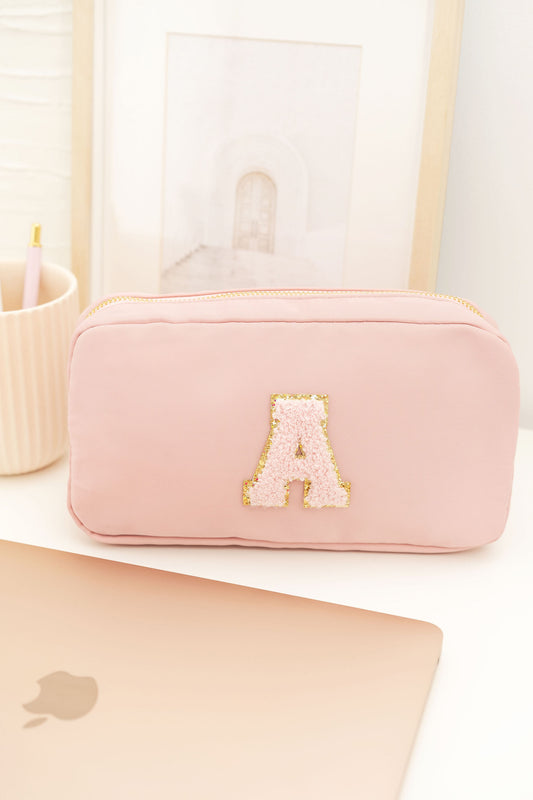 Dusty Pink Nylon Makeup case / Cosmetics bag / Travel case