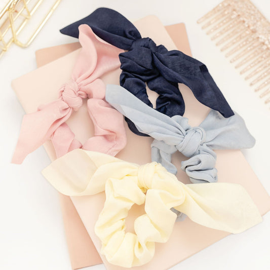 Baby Pink Hair Scrunchie / Satin Scrunchie / Hair Ties / Bow Scrunchie