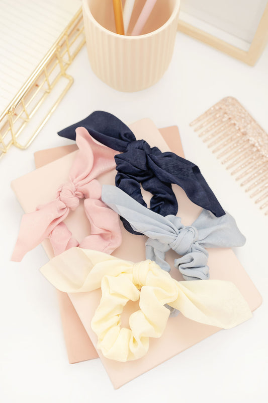 Baby Blue Hair Scrunchie / Satin Scrunchie / Hair Ties / Bow Scrunchie